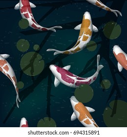 Koi fish vector illustration japanese carp  pattern