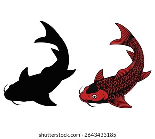 koi fish vector illustration, koi fish silhouette and illustration graphic art