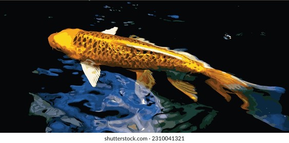 Koi fish vector illustration swimming in the pond.