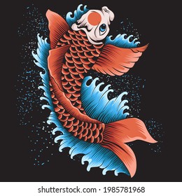 koi fish vector illustration in tattoo style