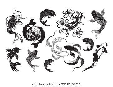 Koi fish Vector For Print, Koi fish Clipart, Koi fish vector Illustration