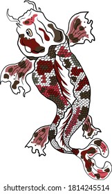 Koi fish vector for printing on shirt on isolated white background.