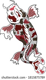 Koi fish vector for printing on shirt on isolated white background.