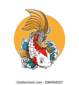 koi fish and water element vactor illustration design