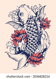 arte vectorial del agua de los peces koi 