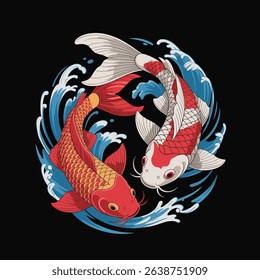 Koi Fish Yin Yang Artwork Illustration