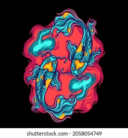 Koi Fish Yin Yang Illustration for your business or merchandise
