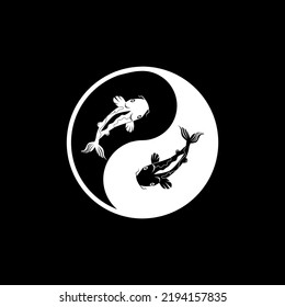 Koi fish yin and yang symbol with negative space. Suitable for logo.