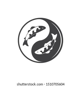Koi Fish Yin Yang Tao Zen Vector Illustration Design