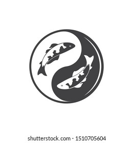 koi fish yin yang tao zen vector illustration design