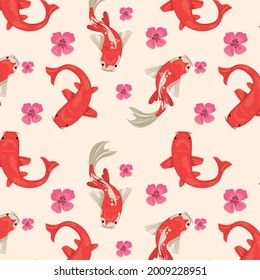 Koi Fishes Animals Pattern Background