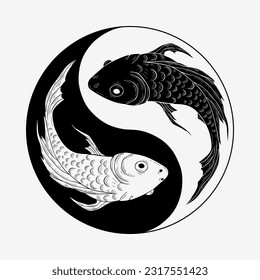 Koi fishes in the form of a symbol of Yin and Yang vector