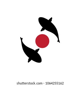 Koi Fishes Logo. Luck, prosperity and good fortune