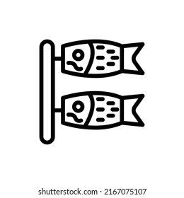 Koi Flag Icon. Line Art Style Design Isolated On White Background