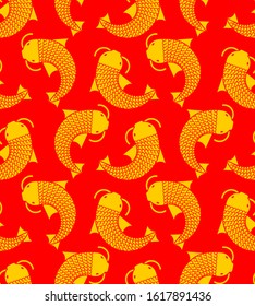Koi Gold Japanese carp pattern seamless. thai koi fish background. vector texture