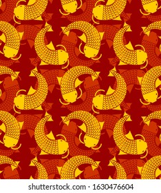 Koi Gold Japanese carp pattern seamless. thai koi fish background. vector texture