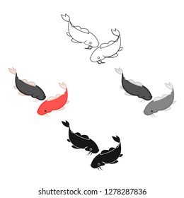 Koi icon in cartoon style isolated on white background. Japan symbol stock vector illustration.