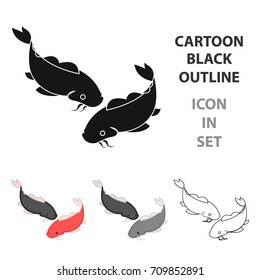 Koi icon in cartoon style isolated on white background. Japan symbol stock vector illustration.