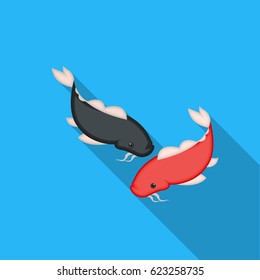 Koi icon in flat style isolated on white background. Japan symbol stock vector illustration.