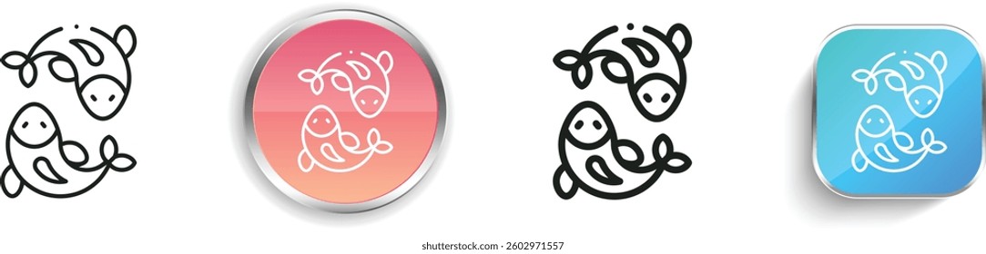 koi icon. Thin Linear, Regular and Button Style Design Isolated On White Background