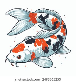 Ilustración Koi Vector, Ilustración de fondo de pescado Koi