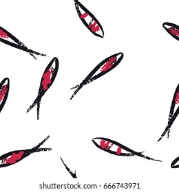 Koi ink seamless pattern. Traditional Japanese hand drawn illustration. Vector sumi-e background.