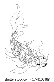 Koi karp fish coloring silhouette