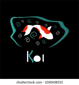 Koi logo japan fish japanese symbol background illustration vector stock