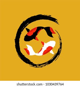 Koi logo japan fish japanese symbol background illustration vector stock