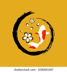 Koi logo Zen Logo Sakura and Sakura Flower
