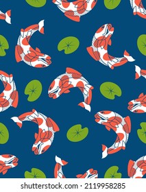 El patrón de Koi no tiene fisuras. fondo de carpa brocada. Textura del pescado japonés