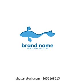 koi pond logo design vector template