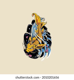 koi retro vintage logo vector