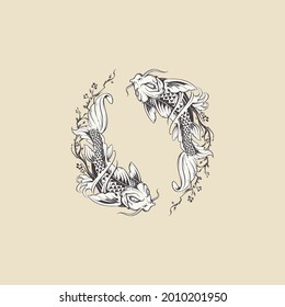 vector de logotipo retro de koi