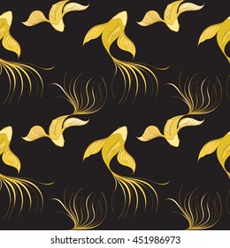 Koi seamless pattern can be used for wallpaper, website background, textile printing. Vector illustration of Chinese fish. Marine and nautical backgrounds. Sea theme. Summer collection.