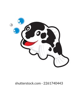 Koi Shiro. Koi fish line art. Koi fish japanese logo vector element