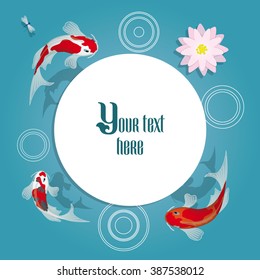 Koi swim in clear water. Banner