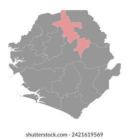 Koinadugu District map, administrative division of Sierra Leone. Vector illustration.