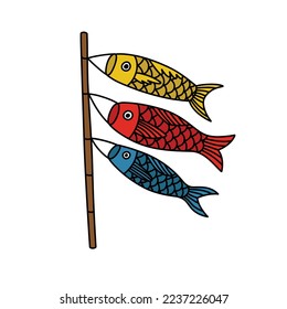 koinobori doodle icon, vector illustration