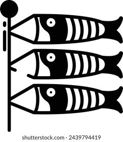 Koinobori glyph and line vector illustration