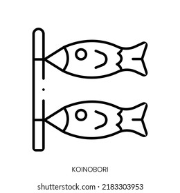 koinobori icon. Linear style sign isolated on white background. Vector illustration