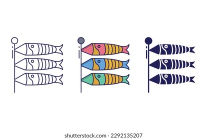 Koinobori line and solid illustration icon