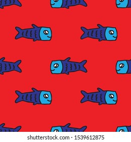 koinobori seamless doodle pattern, vector illustration