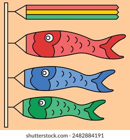 Koinobori symbol of Japan is isolated
