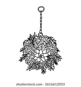 Kokedama. Japanese moss plant. Home gardening icon.