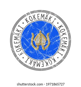 Kokemaki city, Finland. Grunge postal rubber stamp over white background