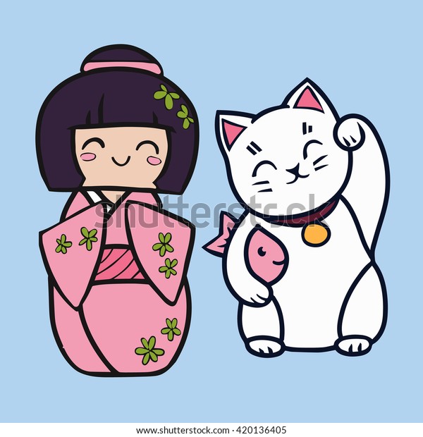 Poupee De Dessins Animes Kokeshi En Image Vectorielle De Stock Libre De Droits