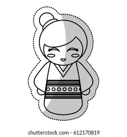 kokeshi doll geisha traditional line
