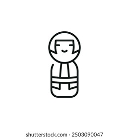 Kokeshi Doll icon. Simple Kokeshi Doll icon for social media, app, and web design. Vector illustration.