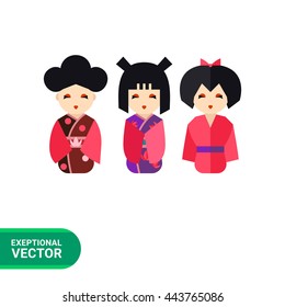 Kokeshi Dolls flat icon